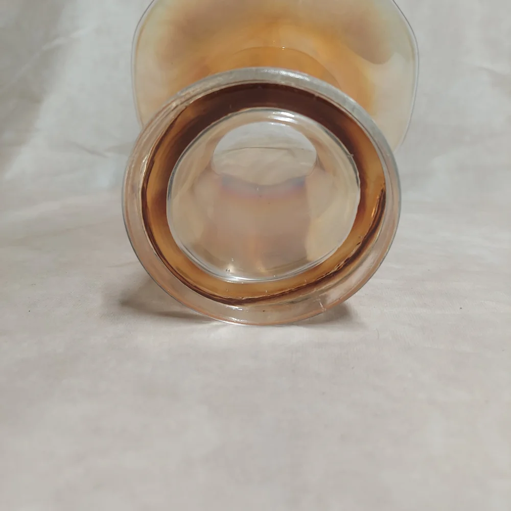 Vintage Imperial Marigold Carnival Glass Flared Trumpet Vase Ruffled Rim